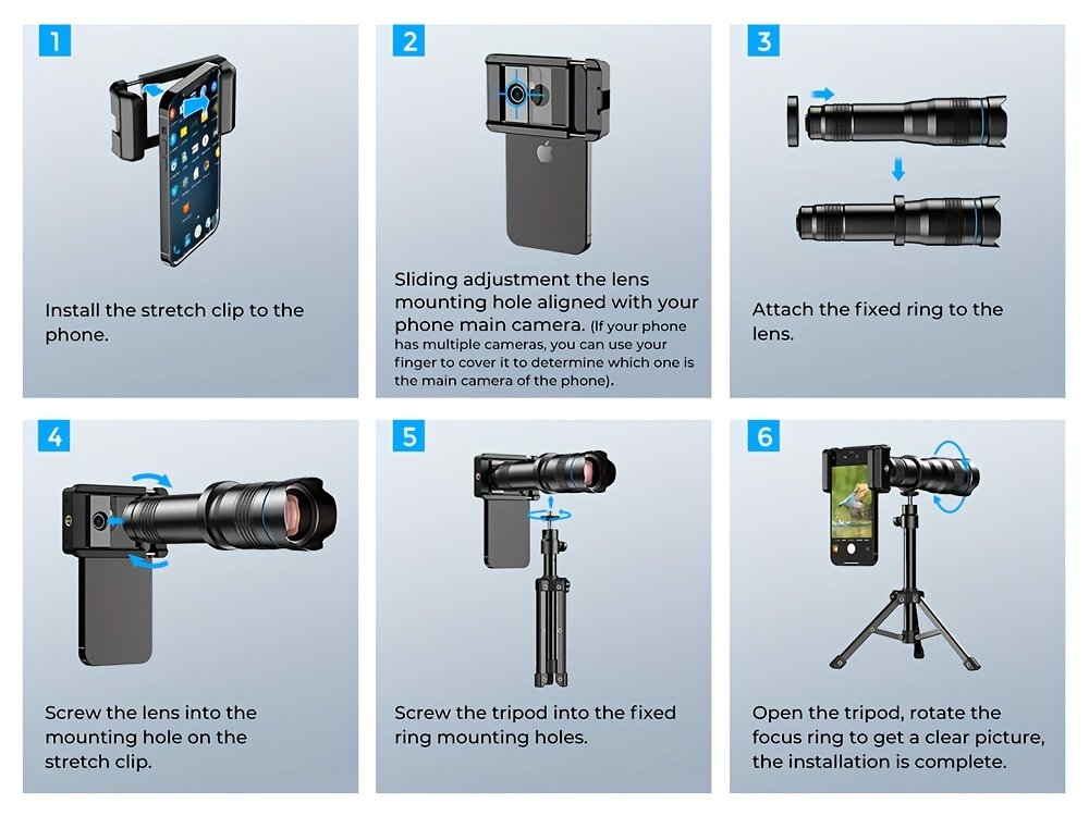 Kit d'Objectif Téléobjectif APEXEL 36X pour Smartphone, Lentille de Caméra pour Téléphone Portable avec Attache Universelle, Objectif de Photographie HD pour iPhone et la Plupart des Smartphones - Objectif Téléphoto à Haute Grossissement pour Photographie de Concerts et Observation des Oiseaux, APExel