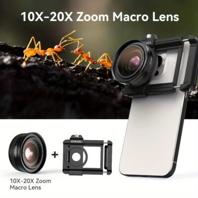 Objectif zoom APEXEL 10X-20X pour la photographie avec smartphone, objectif optique haute définition