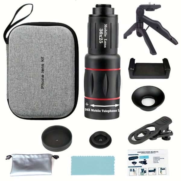Objectif Téléobjectif pour iPhone et Android, Télescope de Caméra HD à Grande Loupe pour Photographie sur Smartphone avec Pince pour Téléphone & Trépied Portatif – Image 3
