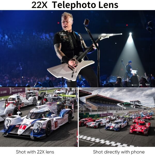 Kit d'Objectifs pour Téléphone APEXEL 10 en 1 - Objectif Télescopique 22X, Objectif Œil de Poisson 198°, Objectif Grand Angle et Objectif Macro (Vissés Ensemble), Kit de Photographie pour iPhone 16/15/14/13 Pro Max, Samsung et la Plupart des Smartphones – Image 7