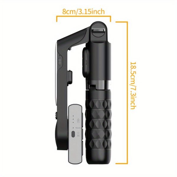QAML A6 2025 Stabilisateur de cardan portable avec trépied à perche à selfie, télécommande sans fil, 1 axe pour smartphone, batterie lithium-polymère rechargeable de 400 mAh, chargement USB, matériau ABS, compatible avec les appareils iPhone et Android – Image 2