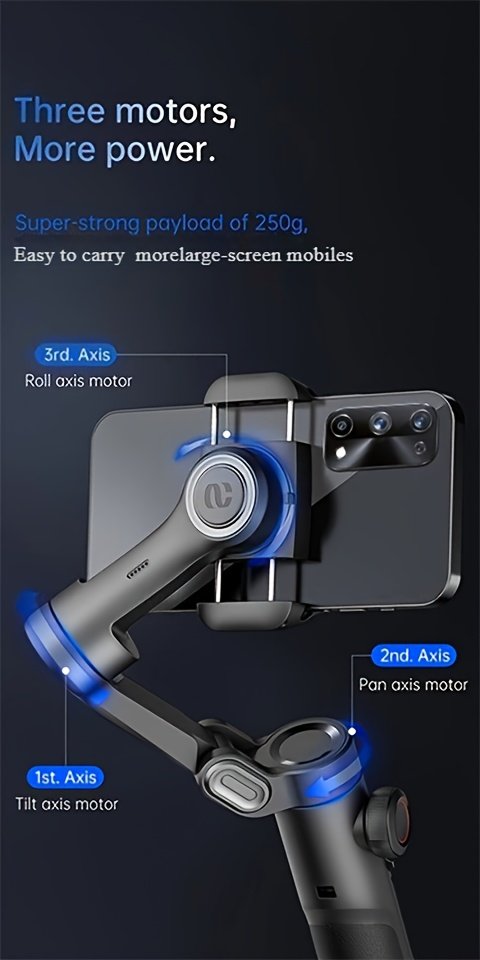 Stabilisateur de cardan à 3 axes pour smartphone pliable avec contrôle PTZ, stabilisation motorisée à 4 axes, objectif intégré de 16 mm et vidéo HD 1080P pour for iphone Xiaomi pour for samsung, vlogging, streaming, voyage, déplacement, stabilisateur de cardan pour smartphone, équipement de vlogging, stabilisateur de caméra portable, design compact, design léger