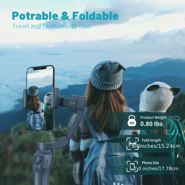 COMITOK L7C gimbal portable à 3 axes intelligent, peut être utilisé pour filmer des vidéos fluides, diffusions en direct, contrôle de geste intelligent et prises de vue de suivi, avec lumière d'appoint intégrée, artefact de prise de vue vlog selfie pour téléphone portable multi-scènes – Image 9