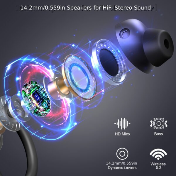 Écouteurs Sans Fil Q38 avec Son Stéréo Environnant, Écouteurs Sportifs à Longue Durée de Jeu, Moniteurs Intra-Auriculaires avec Microphone Intégré pour l'Exercice et la Réduction du Bruit – Image 6