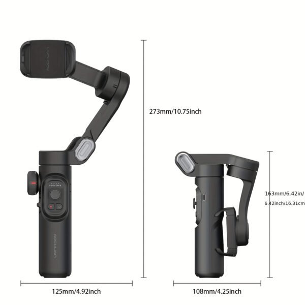 Stabilisateur de cardan à 3 axes pour smartphone pliable avec contrôle PTZ, stabilisation motorisée à 4 axes, objectif intégré de 16 mm et vidéo HD 1080P pour for iphone Xiaomi pour for samsung, vlogging, streaming, voyage, déplacement, stabilisateur de cardan pour smartphone, équipement de vlogging, stabilisateur de caméra portable, design compact, design léger – Image 2