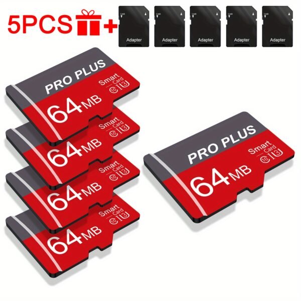 5pièces Carte Mémoire 128 Go 64 Go 32 Go 16 Go Avec Adaptateur, Carte Mémoire Haute Vitesse 8 Go 4 Go 2 Go 1 Go, Carte Mémoire U3 C10 A1 TF 512 Mo 256 Mo 128 Mo 64 Mo Pour Tablette/caméra/téléphone/audio de Voiture, Stockez Vos Fichiers En Toute Sécurité ! – Image 3