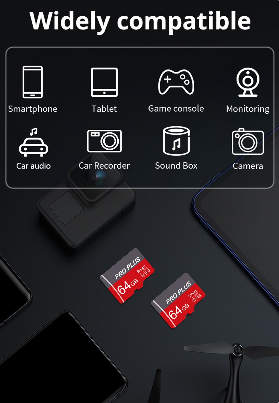 5pièces Carte Mémoire 128 Go 64 Go 32 Go 16 Go Avec Adaptateur, Carte Mémoire Haute Vitesse 8 Go 4 Go 2 Go 1 Go, Carte Mémoire U3 C10 A1 TF 512 Mo 256 Mo 128 Mo 64 Mo Pour Tablette/caméra/téléphone/audio de Voiture, Stockez Vos Fichiers En Toute Sécurité !