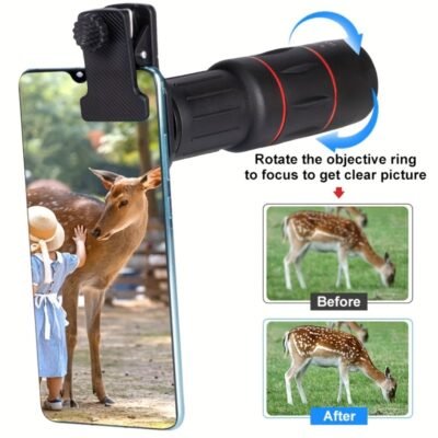 Objectif téléobjectif haute définition 18X universel pour smartphones, matériau en caoutchouc, accessoire d'objectif zoom pour la photographie en plein air, compatible avec pour for iphone, pour for samsung, Xiaomi et plus